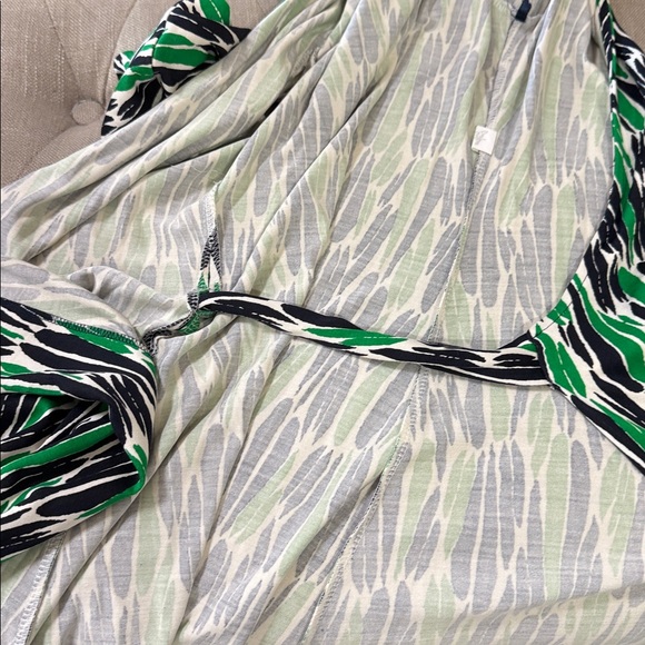 Diane Von Furstenberg | DVF Green and Navy Print Vintage Silk Wrap Dress Size 8 - Picture 12 of 13